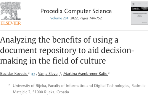 Publication Analyzing the benefits of using a document repository to aid decision-making in the field of culture